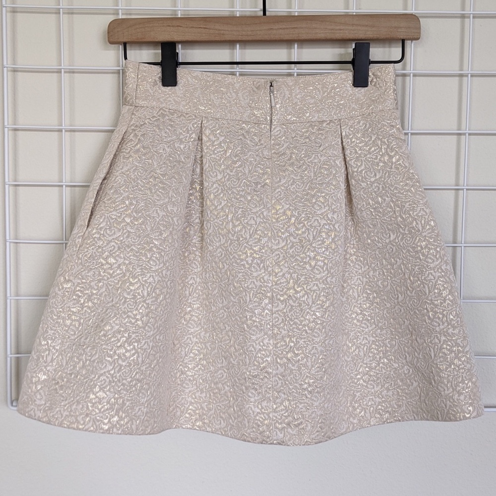 Frenchi Champagne Shimmer Jacquard Skater Skirt